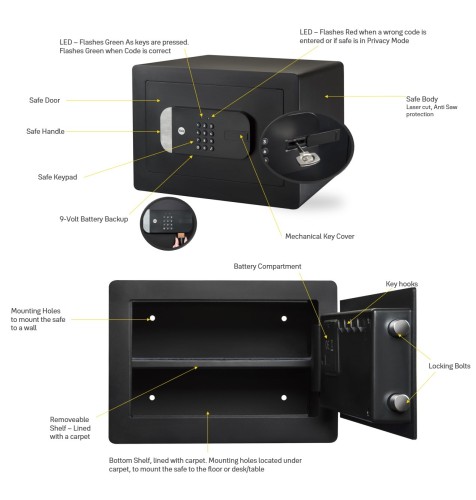 Inteligentny Sejf Elektroniczny Yale Smart Safe Wi-Fi / Bluetooth Zamek Cyfrowy