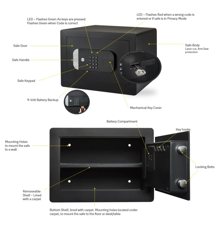Inteligentny Sejf Elektroniczny Yale Smart Safe Wi-Fi / Bluetooth Zamek Cyfrowy