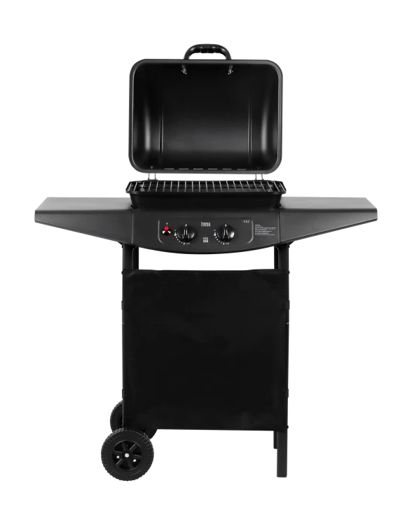 Grill Gazowy Ogrodowy Teesa BBQ 2000 2 Palniki 5kW z Pokrywą i Półkami
