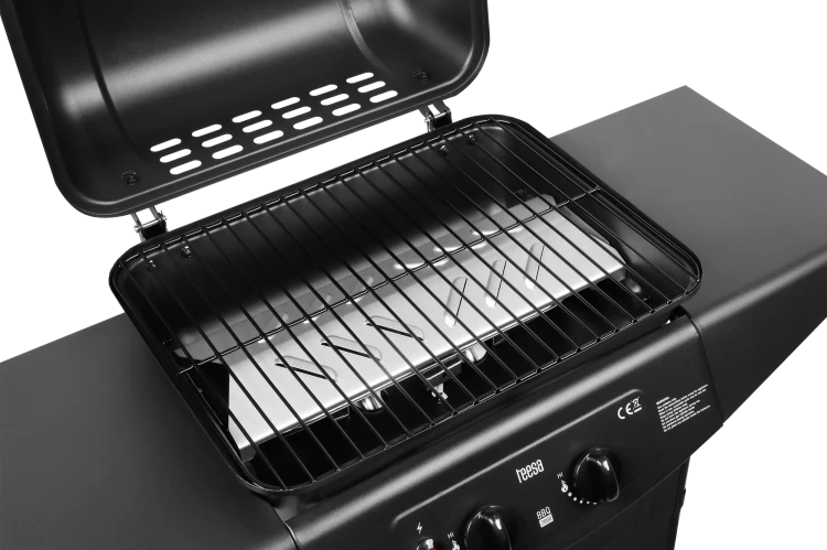 Grill Gazowy Ogrodowy Teesa BBQ 2000 2 Palniki 5kW z Pokrywą i Półkami
