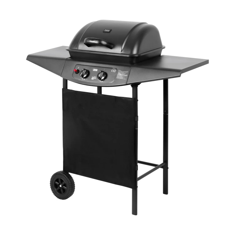 Grill Gazowy Ogrodowy Teesa BBQ 2000 2 Palniki 5kW z Pokrywą i Półkami