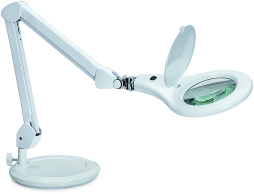 Lampa z Lupą Powiększającą LED MAUL Makro 8W ze Szklaną Soczewką i Podstawą Biała (8263590)