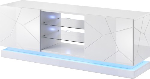 Szafka RTV Pod Telewizor Cama MEBLE QIU 160cm Biały Połysk Frezowany Front