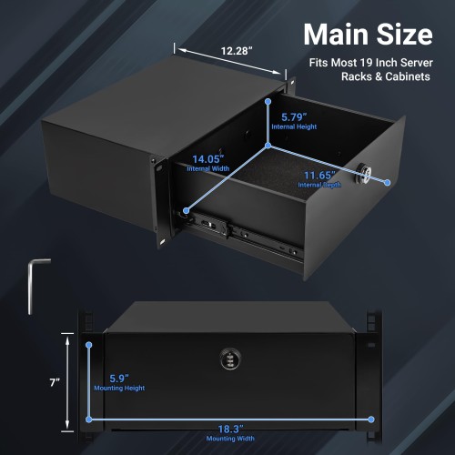 Szuflada do Szafy Rack 19" StarTech.com 4U Zamykana na Klucz Stalowa Czarna (RACKCOND4U)