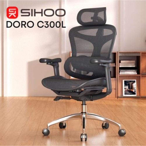 Fotel biurowy ergonomiczny Sihoo Doro C300L Mesh z podnóżkiem czarny