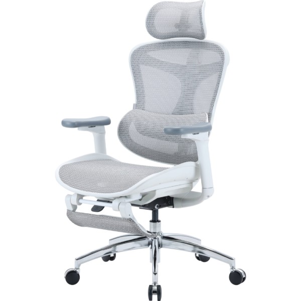Fotel biurowy ergonomiczny Sihoo Doro C300L Mesh z podnóżkiem biały
