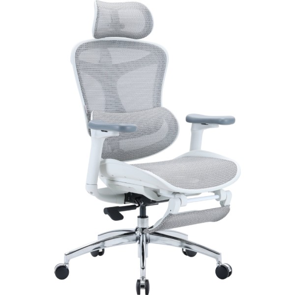 Fotel biurowy ergonomiczny Sihoo Doro C300L Mesh z podnóżkiem biały