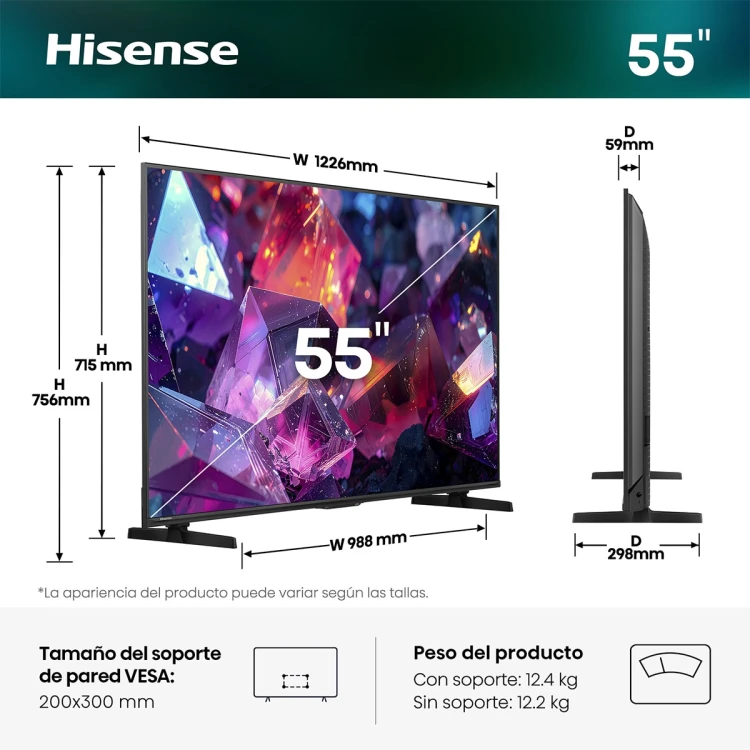 Telewizor Hisense 55E7S 55" 4K QLED VIDAA Dolby Vision 120 Hz VRR