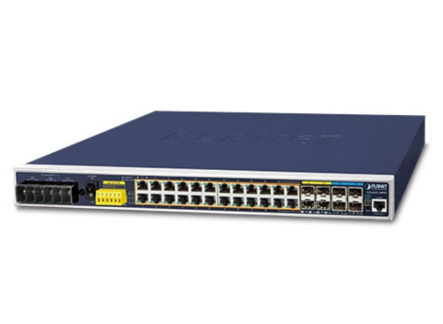 Switch przemysłowy PLANET IGS-6325-24P4X L3 24× GbE PoE+ 4× 10G SFP+ IP30