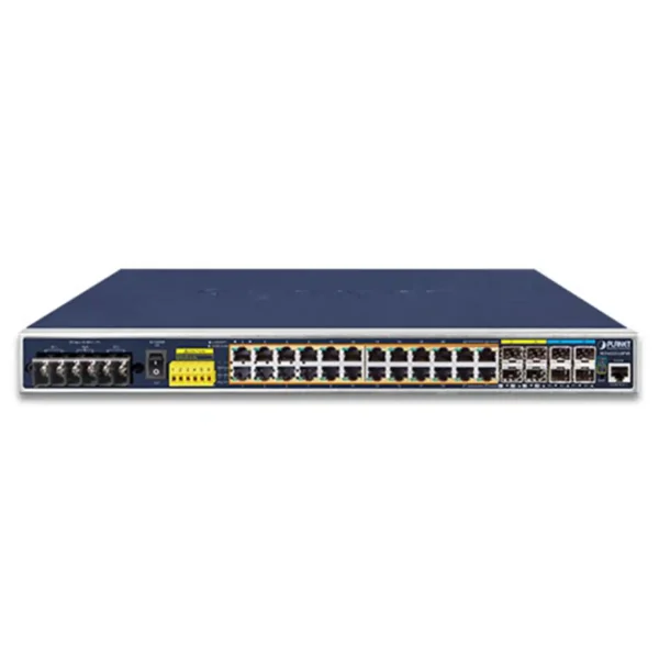 Switch przemysłowy PLANET IGS-6325-24P4X L3 24× GbE PoE+ 4× 10G SFP+ IP30