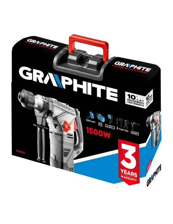 Młotowiertarka Graphite 58G862 SDS-plus 1500 W 4,5 J z walizką