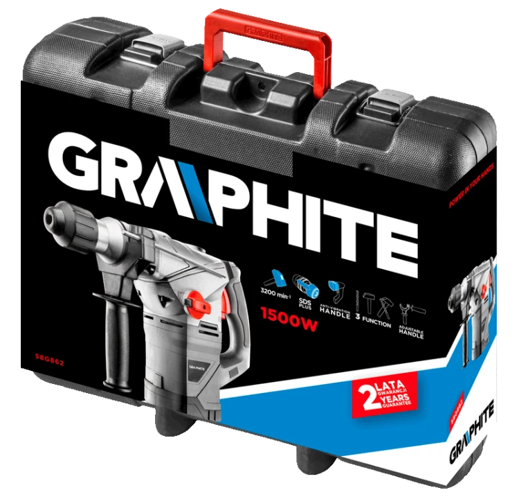 Młotowiertarka Graphite 58G862 SDS-plus 1500 W 4,5 J z walizką
