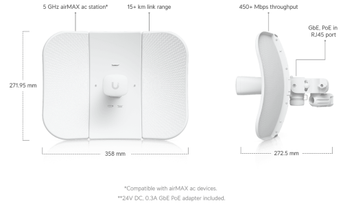Stacja bazowa Ubiquiti LiteBeam 5AC GPS (LAP-GPS) 5 GHz 17 dBi 90°
