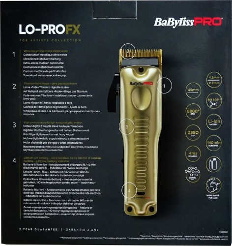 Maszynka do włosów BaByliss PRO LO-PROFX FX825GE Gold bezprzewodowa