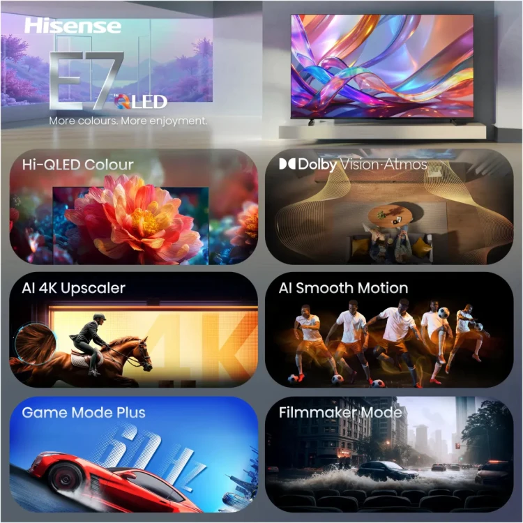 Telewizor Hisense 85E7S 85" 4K UHD QLED Smart TV VIDAA Dolby Atmos