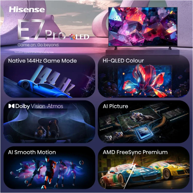 Telewizor Hisense 85E7S PRO 85" 4K UHD QLED Smart TV VIDAA 144 Hz Dolby Atmos