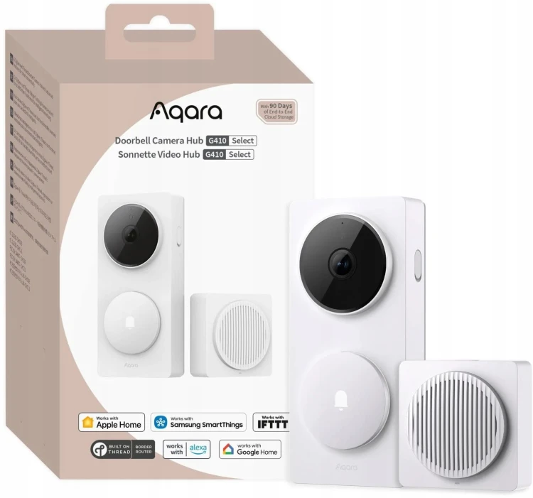 Wideodzwonek Aqara Doorbell Camera Hub G410 Select 2K z gongiem-hubem biały
