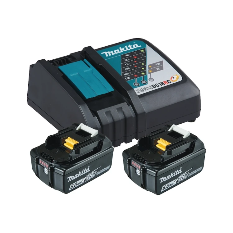 Zestaw zasilający Makita 199480-6: 2× akumulator BL1860B 6,0 Ah + ładowarka DC18RC