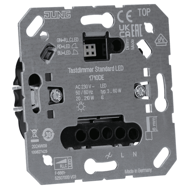 Ściemniacz przyciskowy Jung 1710 DE Standard LED 3–210 W podtynkowy