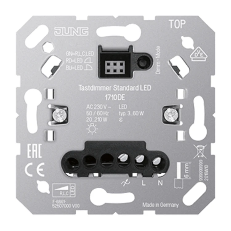 Ściemniacz przyciskowy Jung 1710 DE Standard LED 3–210 W podtynkowy