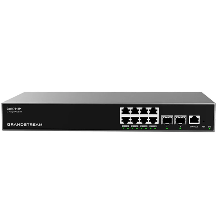 Switch Grandstream GWN7811P L3 8× GbE PoE+ 120 W + 2× 10G SFP+