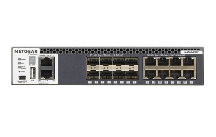 Switch zarządzalny L3 NETGEAR XSM4316S M4300-8X8F 8× 10GbE RJ-45 + 8× SFP+ 1U
