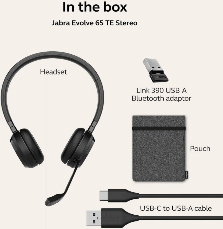 Słuchawki bezprzewodowe Jabra Evolve 65 TE UC Stereo Bluetooth Link 390 USB-A