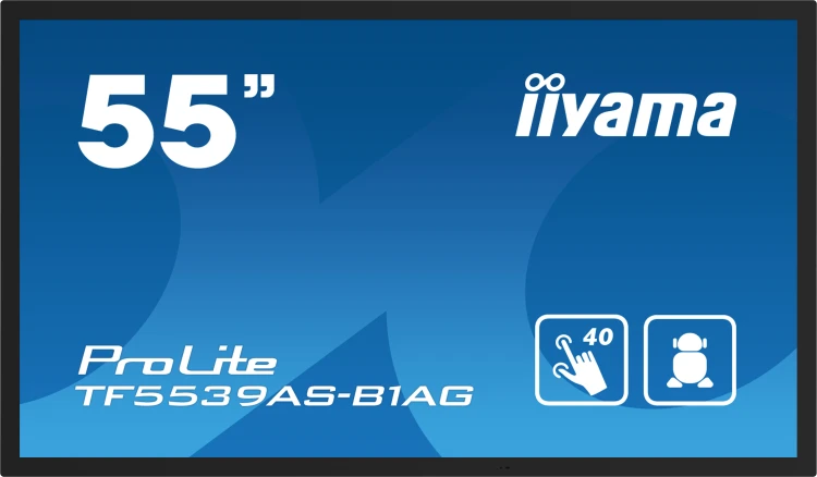 iiyama TF5539AS-B1AG signage display Kiosk 138,7 cm (54.6") LED 435 cd/m² 4K Ultra HD Czarny Ekran 