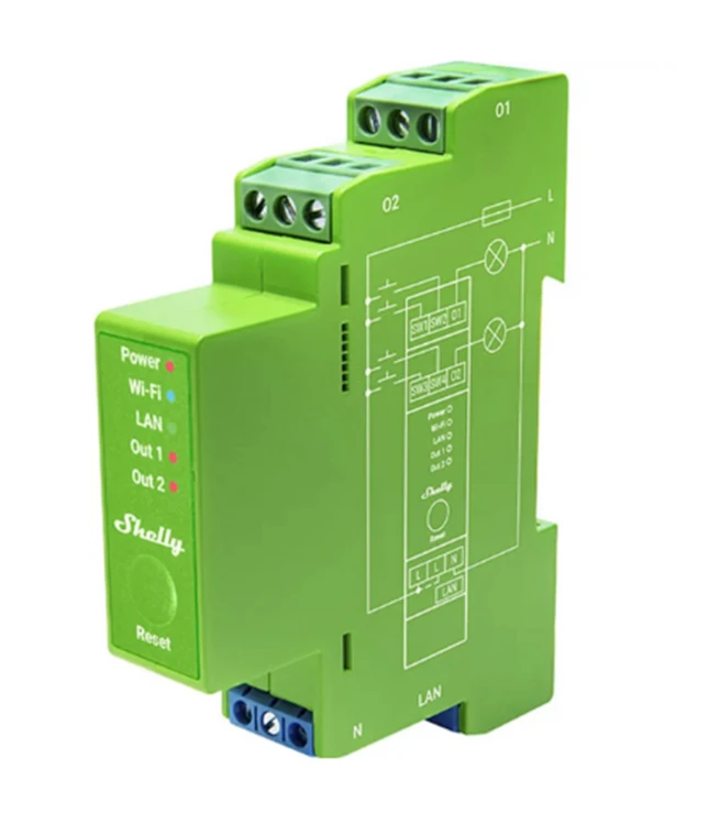 Shelly Relais ""Pro Dimmer 2PM"" LED/Glühbirne WLAN LAN BT DIN-Rail