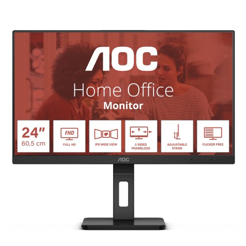 AOC E3 24E3QAF monitor komputerowy 60,5 cm (23.8") 1920 x 1080 px Full HD LCD Czarny