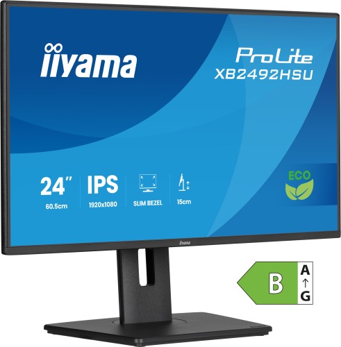 iiyama ProLite XB2492HSU-B1 monitor komputerowy 60,5 cm (23.8") 1920 x 1080 px Full HD LED Czarny