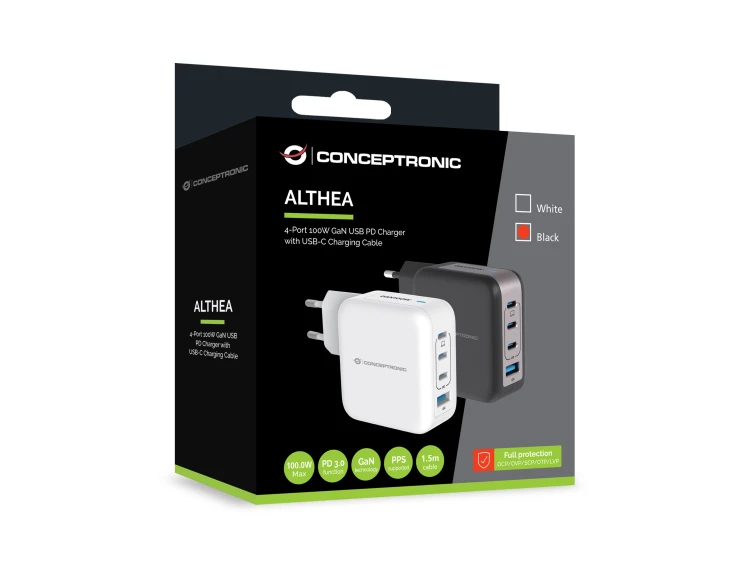 Conceptronic ALTHEA18B ładowarka do urządzeń przenośnych Uniwersalne Czarny Prąd przemienny Szy