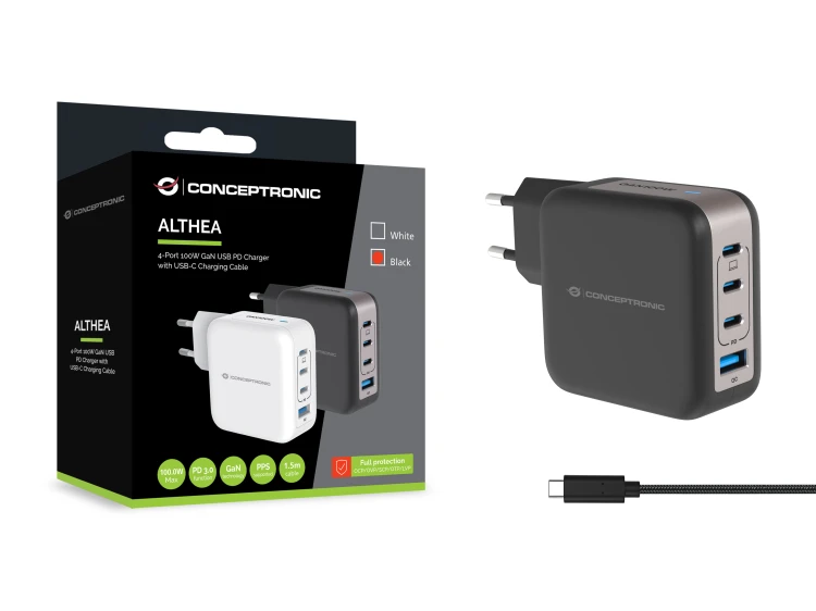 Conceptronic ALTHEA18B ładowarka do urządzeń przenośnych Uniwersalne Czarny Prąd przemienny Szy