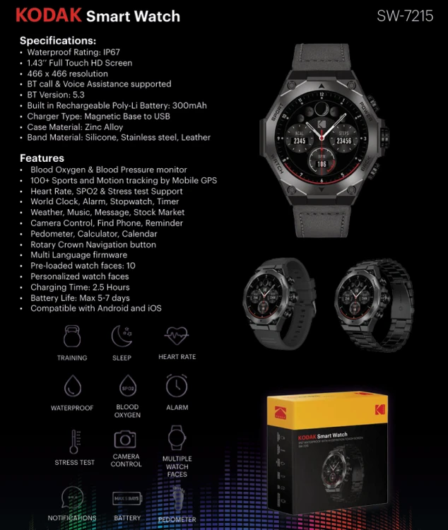 Kodak Smart Watch SET SW-7215 black